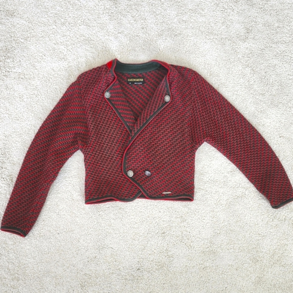 GEIGER Red Wool Cardigan Sweater Austria